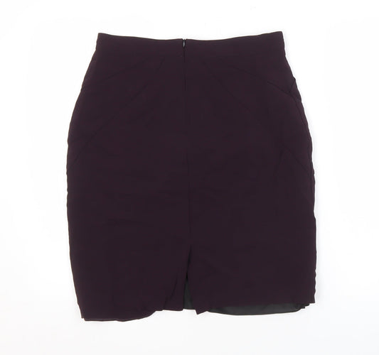 Reiss Women Purple Pencil Skirt UK 12 Viscose Blend