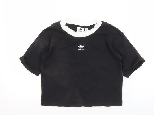 Womens UK Size 8 adidas Black 100% Cotton T-Shirt
