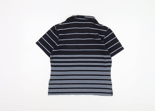 Viyella Women's Black Striped Polo Shirt, Medium