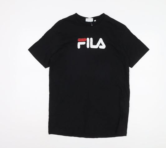 Fila Men's Black Cotton T-Shirt - Size S Crew Neck