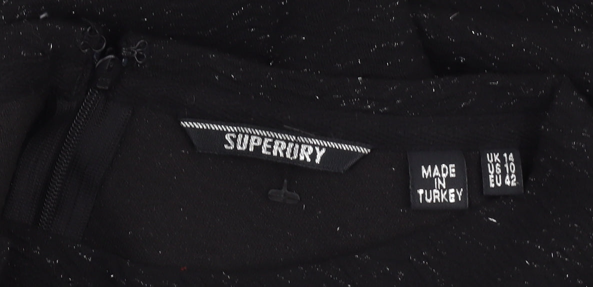 Superdry Women's Black Dress, Size 14, Boat Neck
