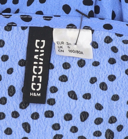 H&M Women’s Blue Polka Dot Wrap Blouse Size 6