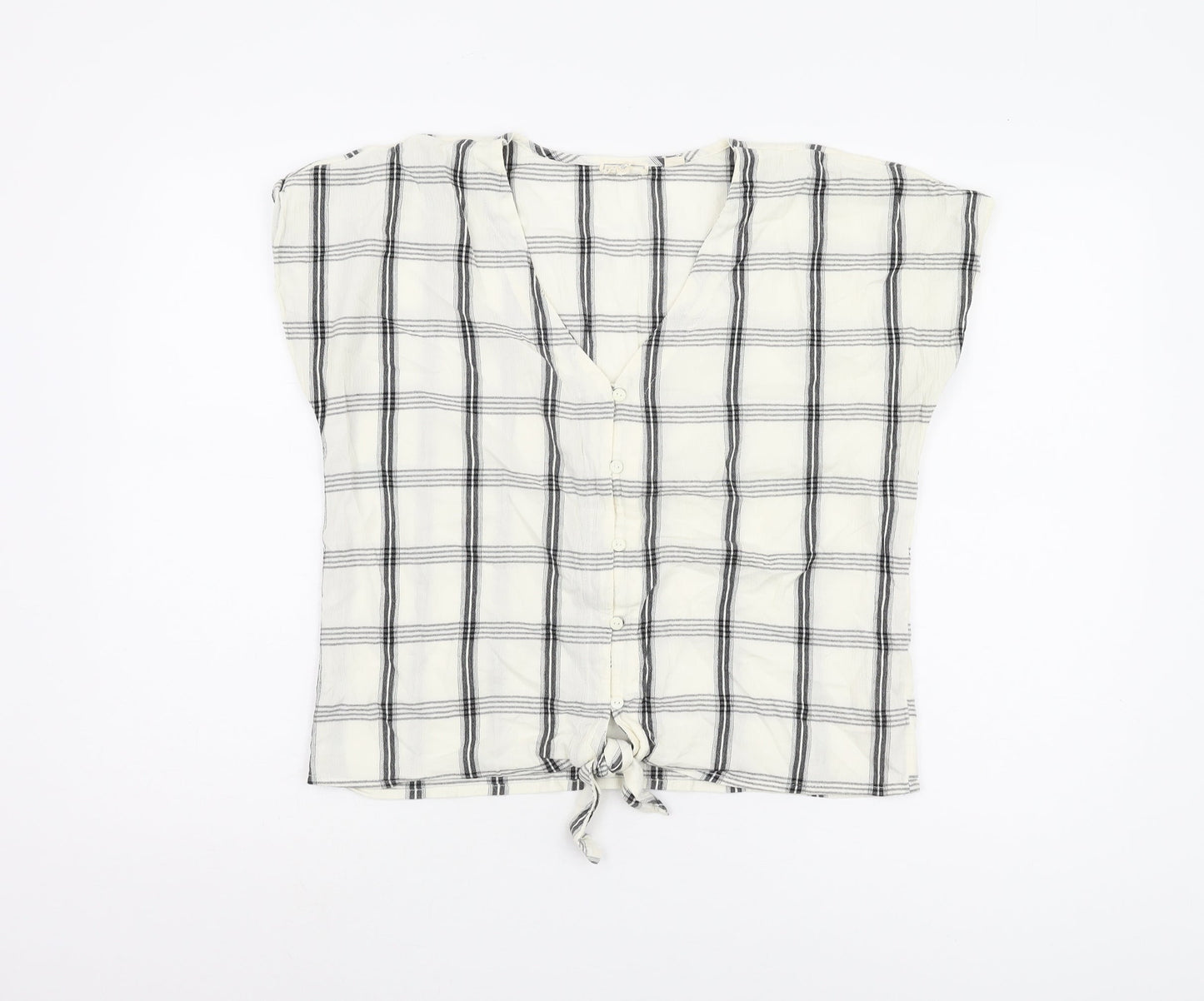 Fat Face Women's White Check Blouse - Size 12