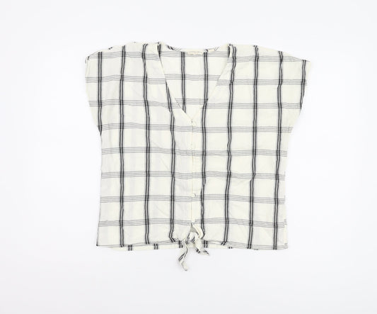 FatFace Women's White Check Blouse - Size 12