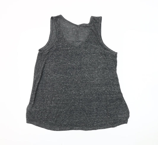 Gap Women's Grey V-Neck Linen Blend Tank Top - M