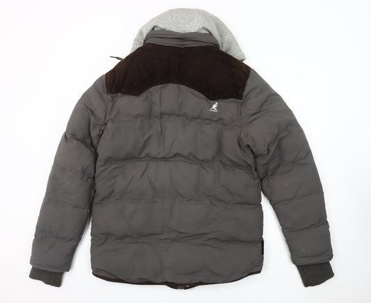 Kangol Men's Grey Puffer Jacket Size S Hoodie Casual
