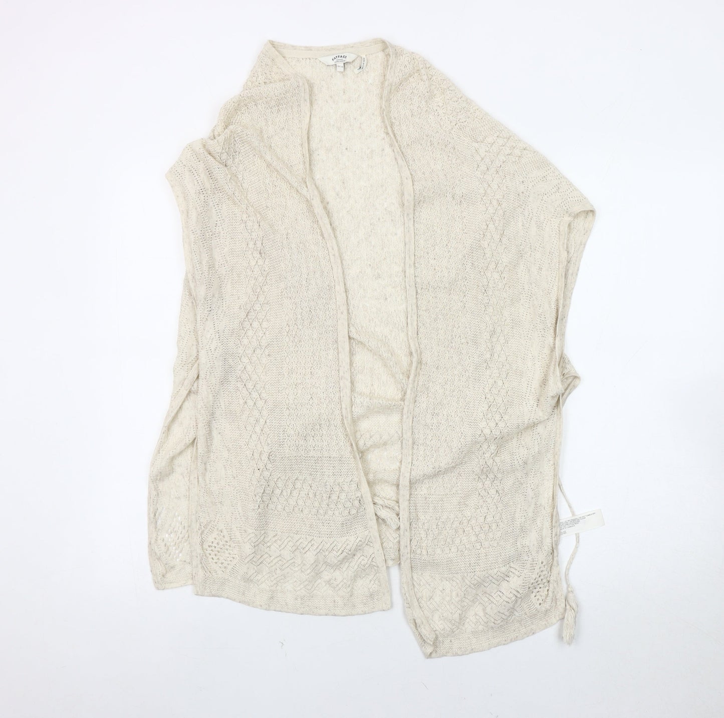 Fat Face Women's Beige Cape Jumper M Open-Knit Cotton