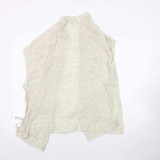 Fat Face Women's Beige Cape Jumper M Open-Knit Cotton