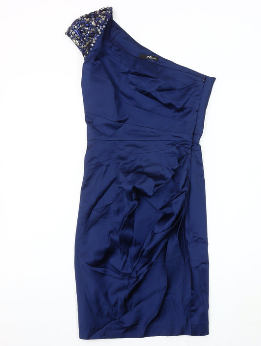 Jane Norman Women's Blue Dress Size 10 - Beaded Asymmetrical