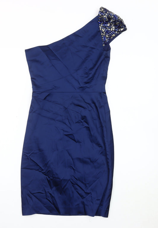 Jane Norman Women's Blue Dress Size 10 - Beaded Asymmetrical