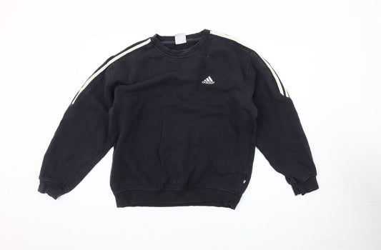 Additional front view of Adidas Men's Black Pullover Sweatshirt S - Logo Accent