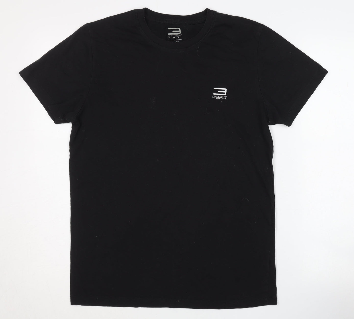 Jack & Jones Men’s Black Medium T-Shirt, Solid Jersey
