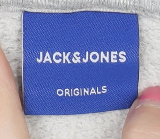 Jack & Jones Men's Grey Logo Hoodie XL