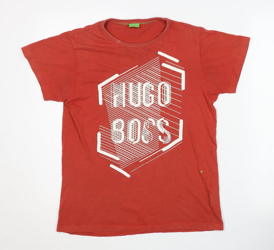 Hugo Boss Men's Red Graphic Print T-Shirt, Size S