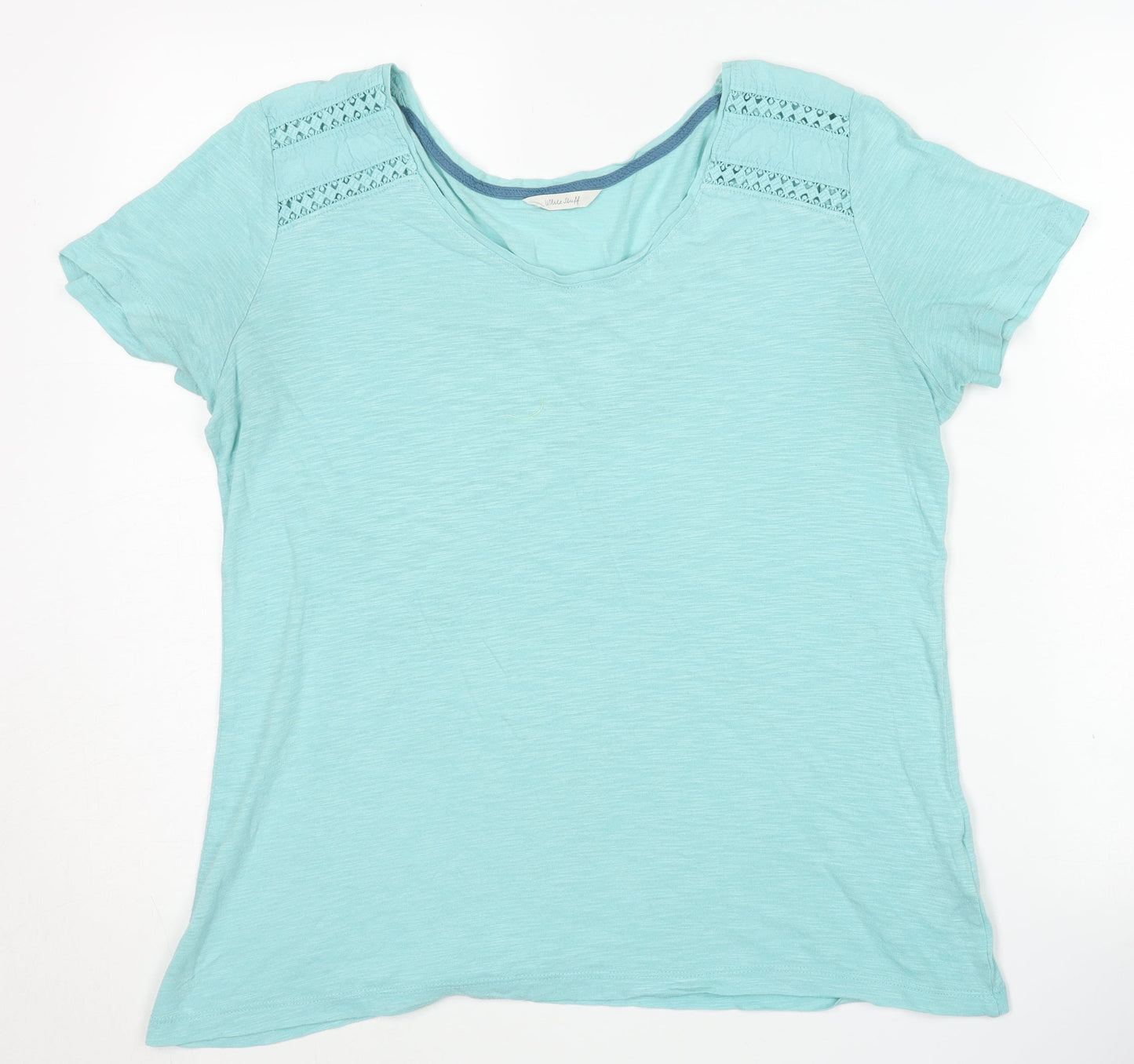 White Stuff Women's Blue Scoop Neck T-Shirt Size 14