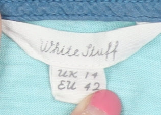 White Stuff Women's Blue Scoop Neck T-Shirt Size 14