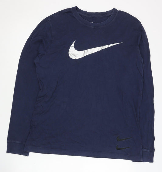 Nike Unisex Blue Long Sleeve T-Shirt L