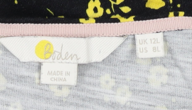 Boden Women's Black Floral Cotton Dress Size 12