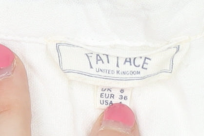 Fat Face Women's White Blouse Size 8 Sleeveless Casual