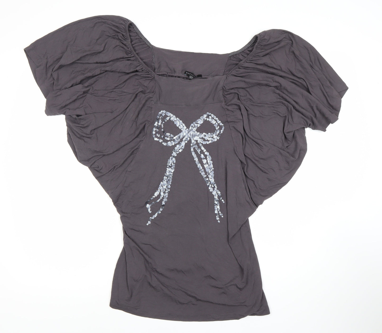 Karinna Grey Women's Top Size 14 with Bow Accent