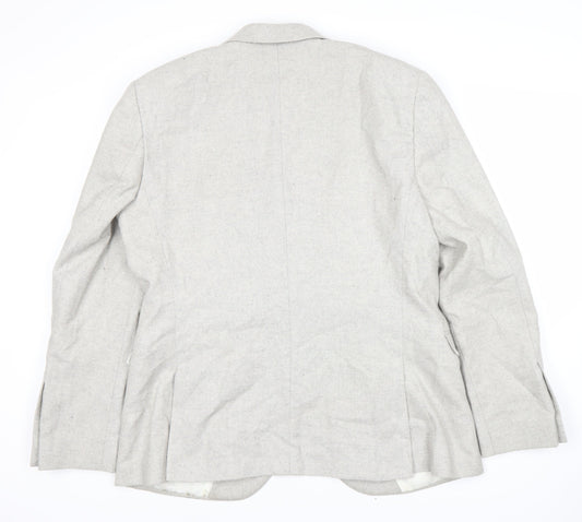 Topman Men's Grey Wool Blend Blazer 44R Regular Skinny Fit