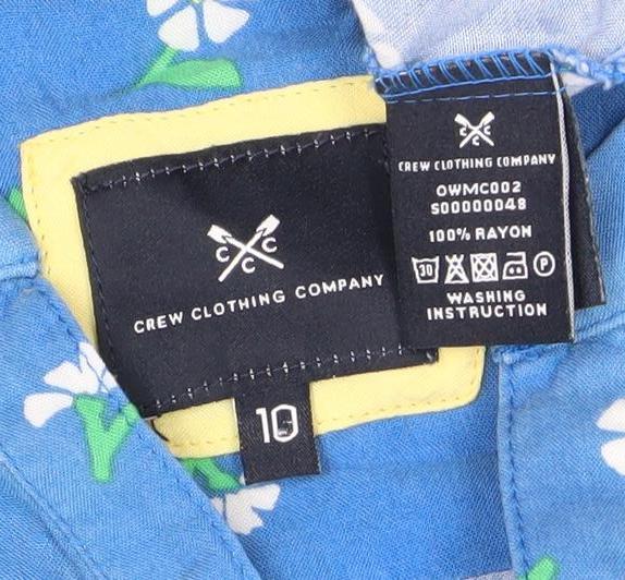 Crew Clothing Co Women's Blue Floral Long Sleeve Top, Size 10