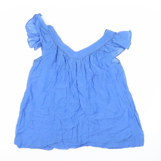 French Connection Women's Blue V-Neck Top Size 8