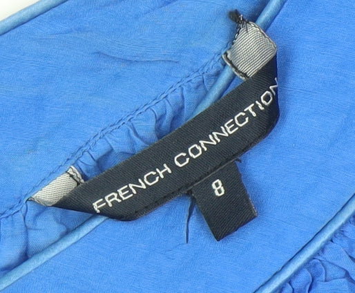 French Connection Women's Blue V-Neck Top Size 8