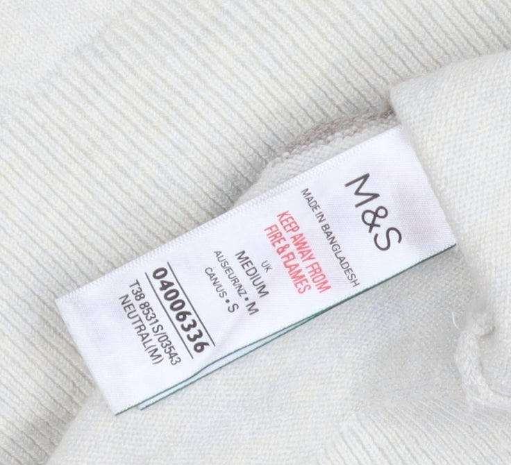 Marks and Spencer Women's Beige Striped Pullover - M