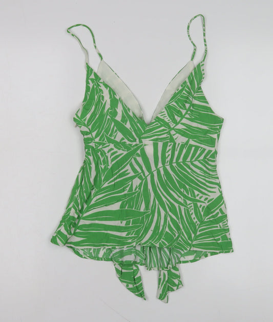 MNG Women's Green Tropical Camisole Blouse Size 8