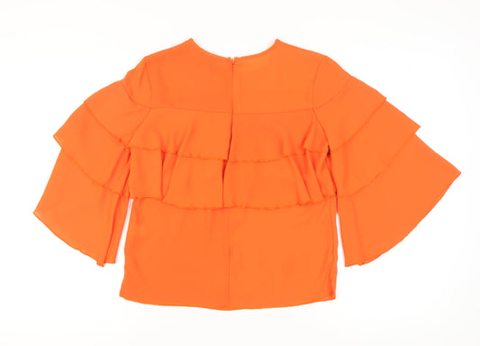 Womens UK Size 10 Therapy London Orange Polyester Blouse