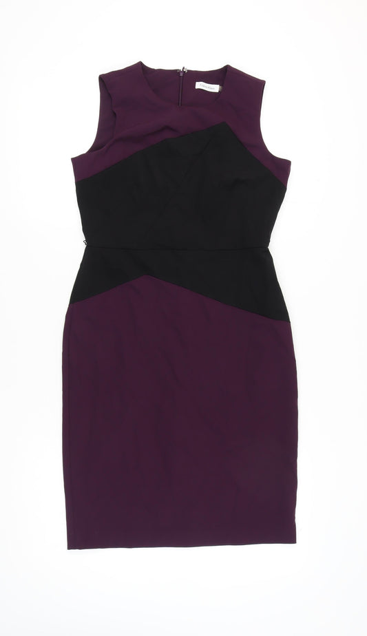 Calvin Klein Women's Purple Black Sheath Dress Size 8