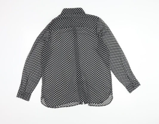 French Connection Women’s Black Polka Dot Button-Up Shirt