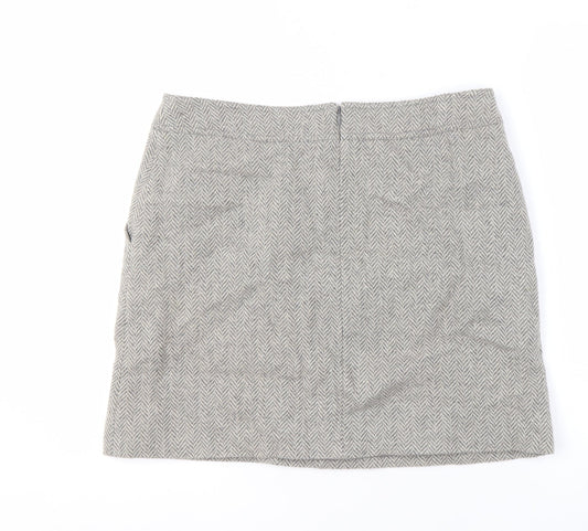 Jigsaw Women's Grey Herringbone Wool Skirt, Size 12
