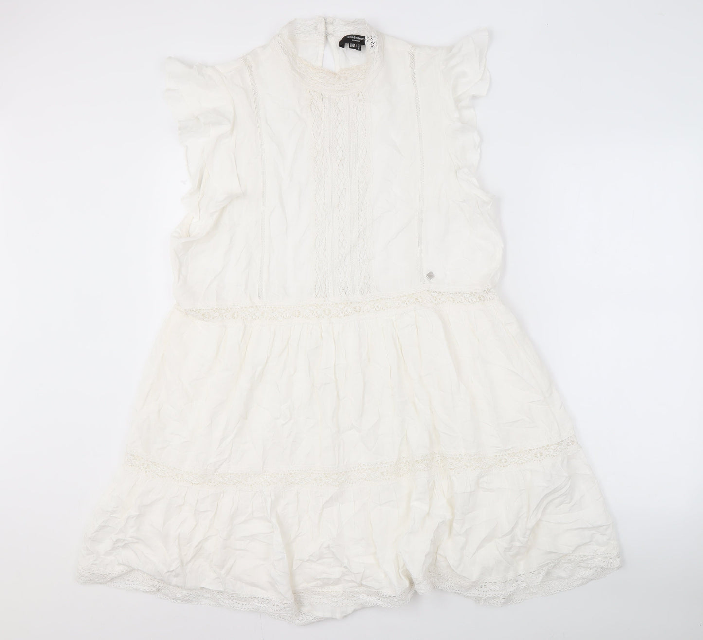 Superdry Women's White Dress Size 16 Viscose Blend