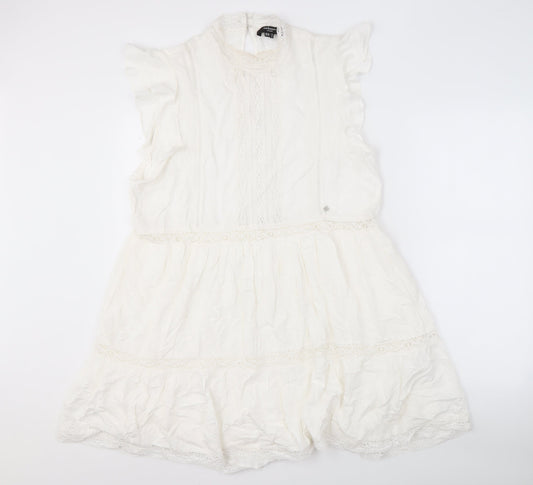 Superdry Women's White Dress Size 16 Viscose Blend
