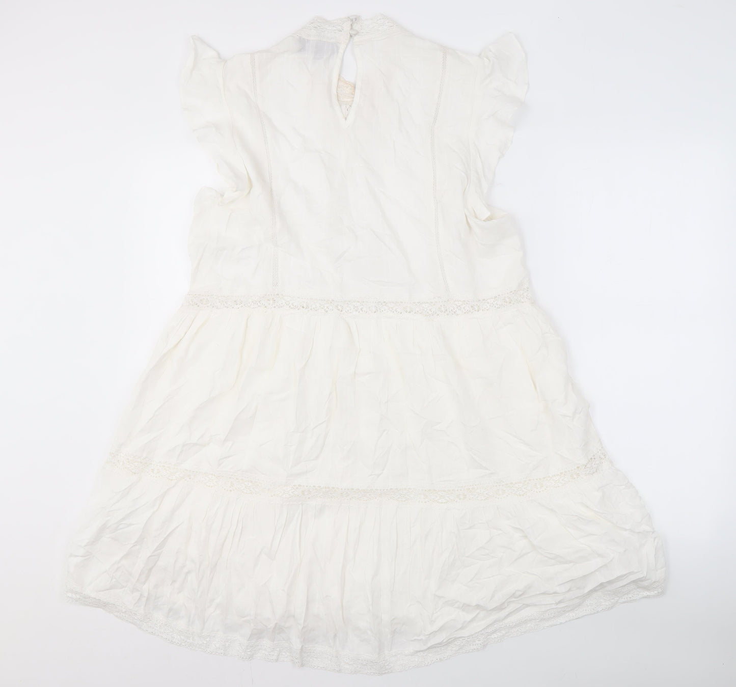 Superdry Women's White Dress Size 16 Viscose Blend