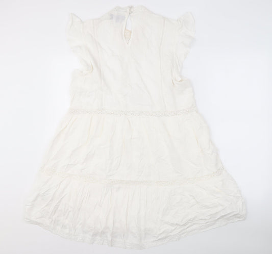 Superdry Women's White Dress Size 16 Viscose Blend