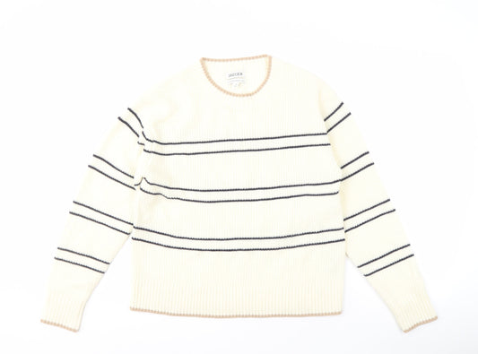 Jaeger Women's Ivory Striped Pullover Jumper M