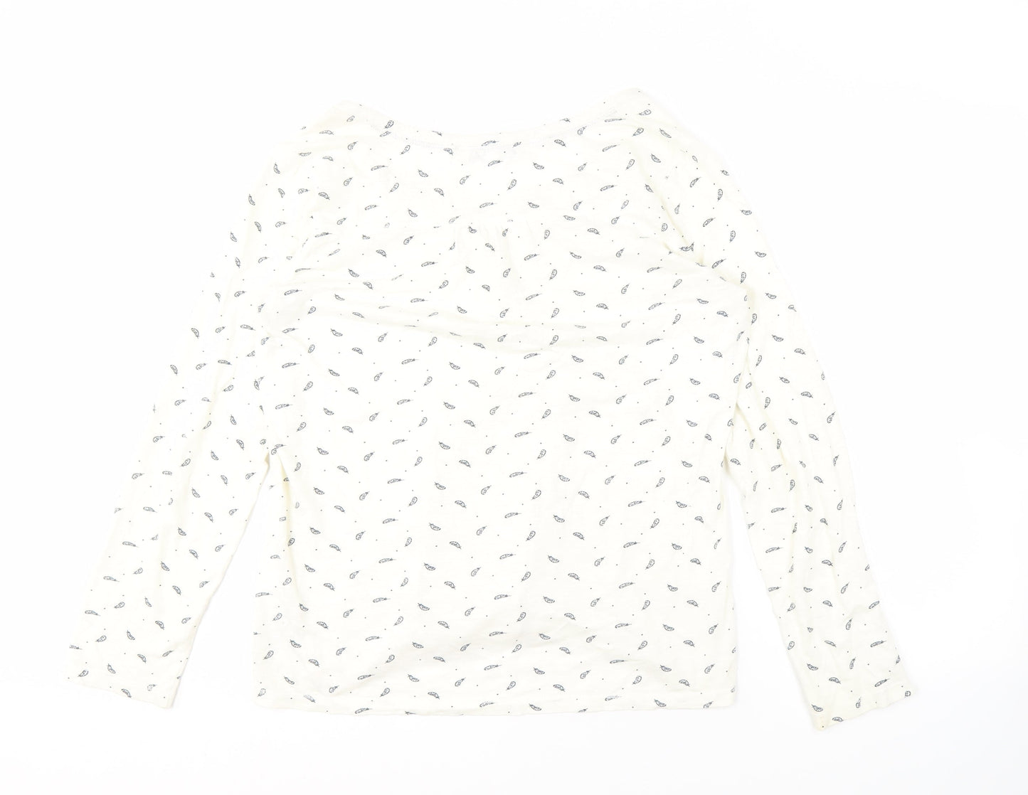 Fat Face Women's White Floral Blouse Size 16 Long Sleeve