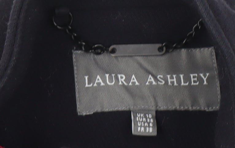 Laura Ashley Women's Black Overcoat, Size 10, Mid-Length
