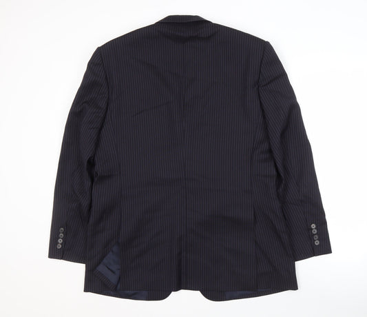 Jaeger Men's Blue Stripe Short Blazer Jacket 42S