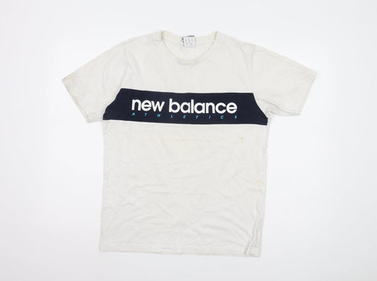 New Balance Men's White M Logo Sports T-Shirt