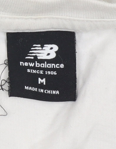 New Balance Men's White M Logo Sports T-Shirt