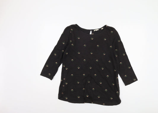 FatFace Women's Black Floral 3/4 Sleeve Blouse UK 8