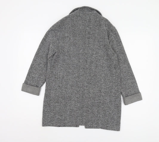 Topshop Grey Herringbone Coatigan, Women's Size 8