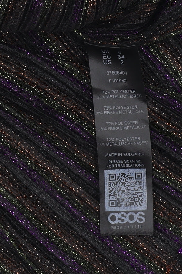 Close-up detail of ASOS Women's Multicoloured V-Neck Short Dress S