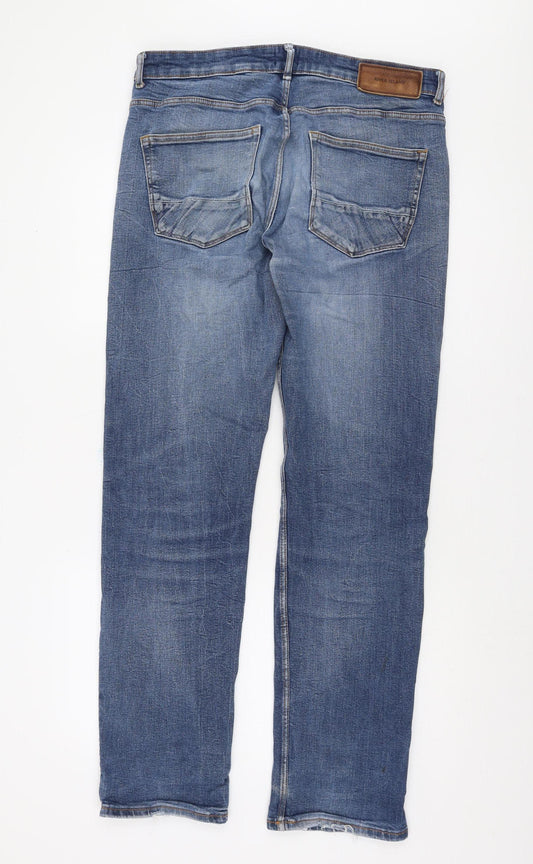 River Island Blue Denim Mens Jeans, 34L, Distressed