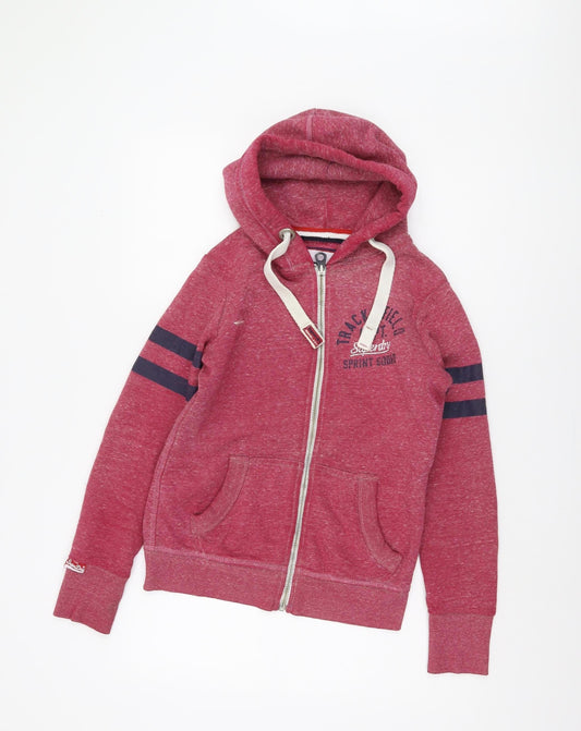 Unisex Adults UK S Regular Superdry Red Full Zip Hoodie