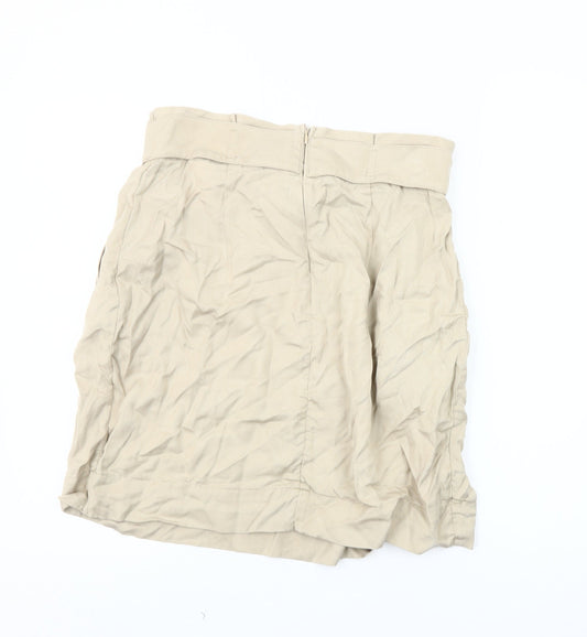 Zara Women's Beige Knee Length Bow Skirt, Size 12